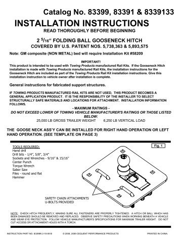 INSTALLATION INSTRUCTIONS - Draw-Tite