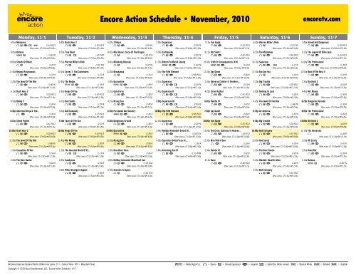 Encore Action Schedule - November, 2010 - Starz