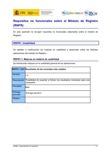 AL SIGM 3.0: EspecificaciÃ³n de requisitos - Plan Avanza