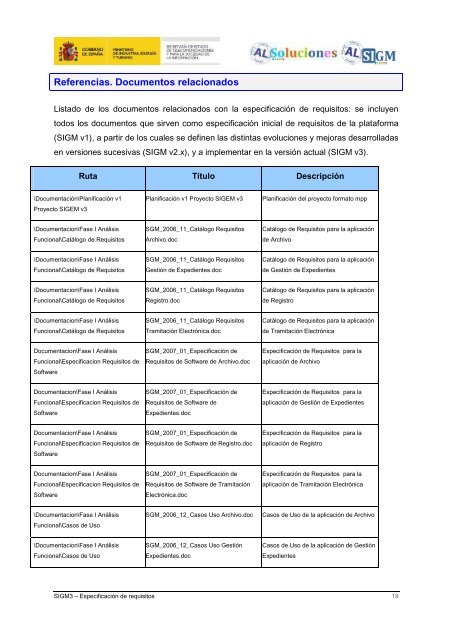 AL SIGM 3.0: EspecificaciÃ³n de requisitos - Plan Avanza