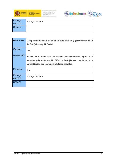 AL SIGM 3.0: EspecificaciÃ³n de requisitos - Plan Avanza