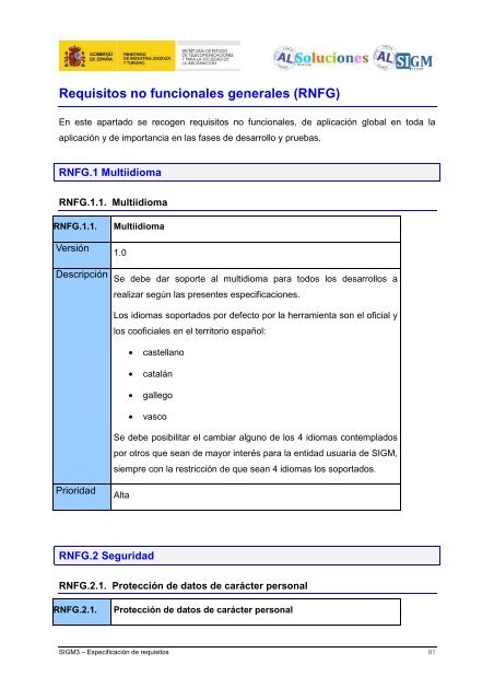 AL SIGM 3.0: EspecificaciÃ³n de requisitos - Plan Avanza