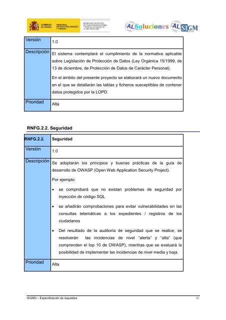 AL SIGM 3.0: EspecificaciÃ³n de requisitos - Plan Avanza