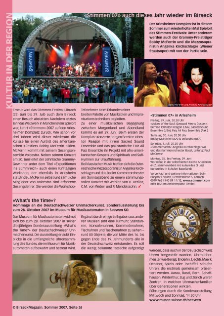 Kultur in der region - Birseck Magazin