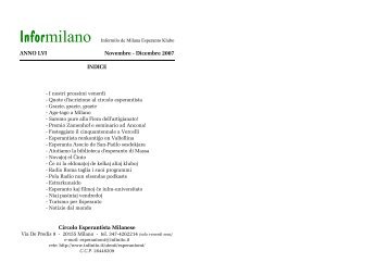 ANNO LVI Novembre - Dicembre 2007 INDICE Circolo Esperantista ...