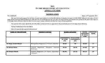 Notification - Calcutta High Court