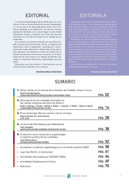 Revista Karaitza 13.pdf - FederaciÃ³n Navarra de EspeleologÃ­a
