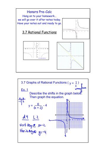 Honors Pre-Calc 3.7 Rational Functions