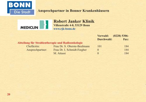 Evangelische Kliniken Bonn gGmbH - Tumorzentrum Bonn eV