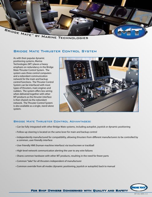 e Mat chnologies Bridge Mate Thruster Control System