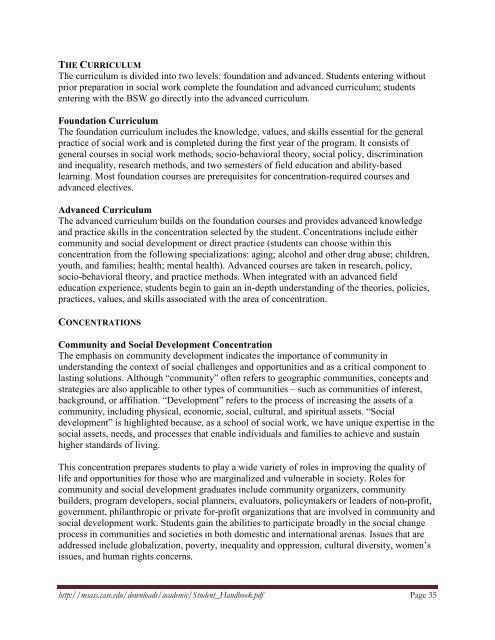 Student Handbook - Mandel School of Applied Social Sciences ...