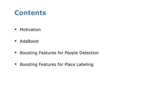 Robotics 2 AdaBoost for People and Place Detection