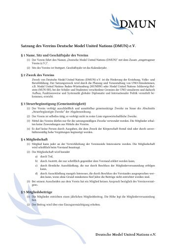 Satzung des Vereins Deutsche Model United Nations (DMUN) e.V.