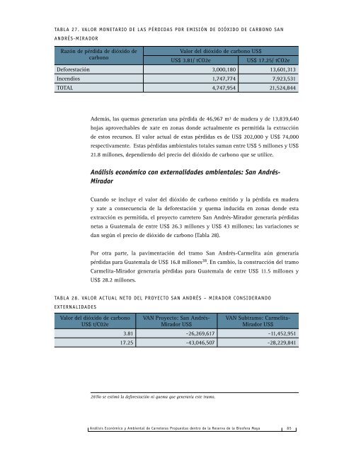 Análisis económico y ambiental de carreteras propuestas dentro de ...