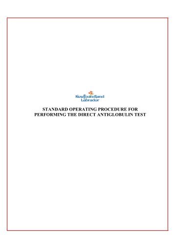 NL09-005 SOP for Performing the Direct Antiglobulin Test Ver 3