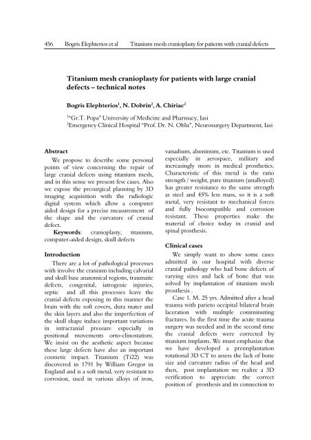 Titanium mesh cranioplasty for patients with large cranial defects ...