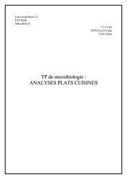 TP de microbiologie : ANALYSES PLATS CUISINES - Julien Tap