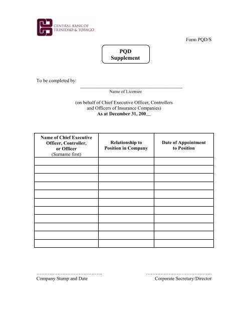 Personal Questionnaire and Declaration Supplement
