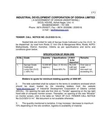 industrial development corporation of odisha limited - Tender