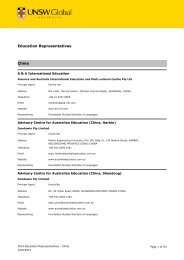 Education Representatives China - UNSW Global Pty Limited