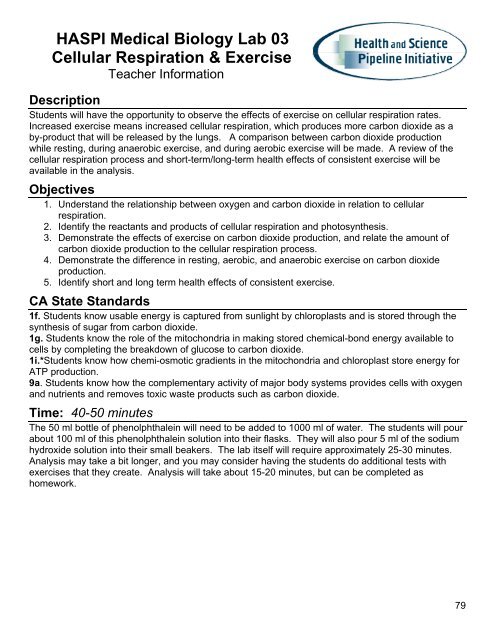 Haspi Medical Biology Lab 03 Cellular Respiration Amp Exercise