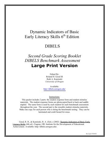 Large Print Version - Dibels - University of Oregon