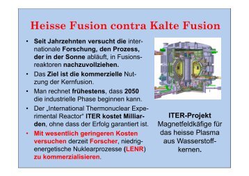 Heisse Fusion contra Kalte Fusion - Svrswiss.org