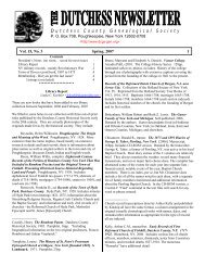 Vol. 15 No. 3, Spring, 2007 - Dutchess County Genealogical Society!