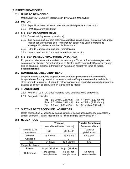 MANUAL DEL OPERADOR - Exmark