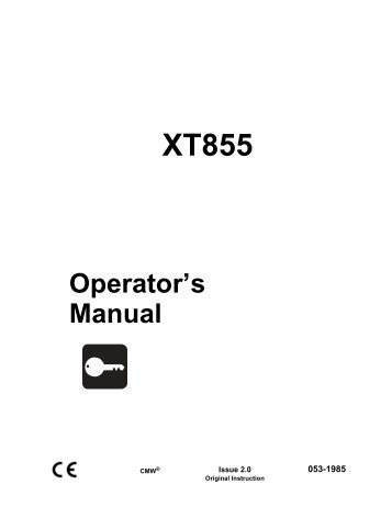 XT855 Operator's Manual - Ditch Witch