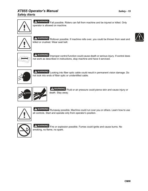 XT855 Operator's Manual - Ditch Witch