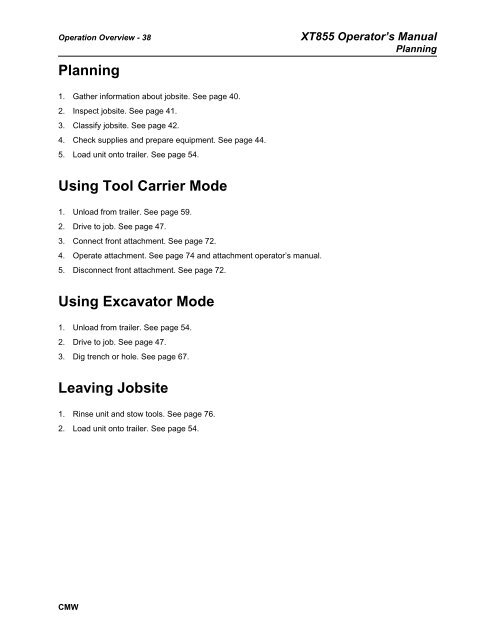 XT855 Operator's Manual - Ditch Witch