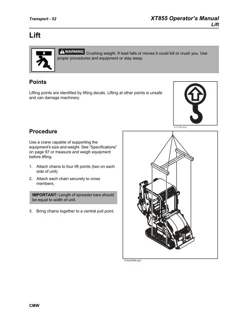 XT855 Operator's Manual - Ditch Witch