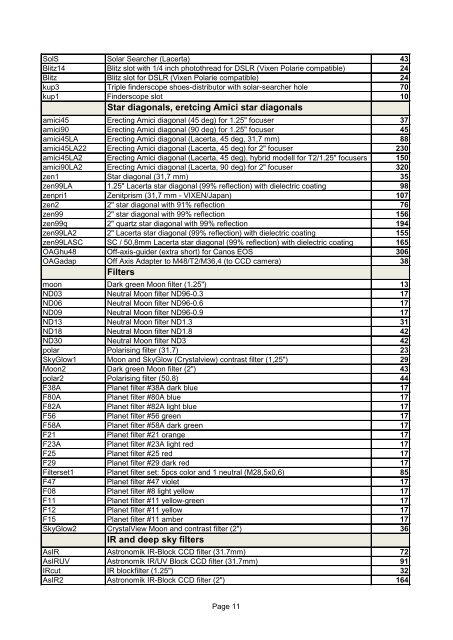 2013 Sky Watcher PRICE LIST