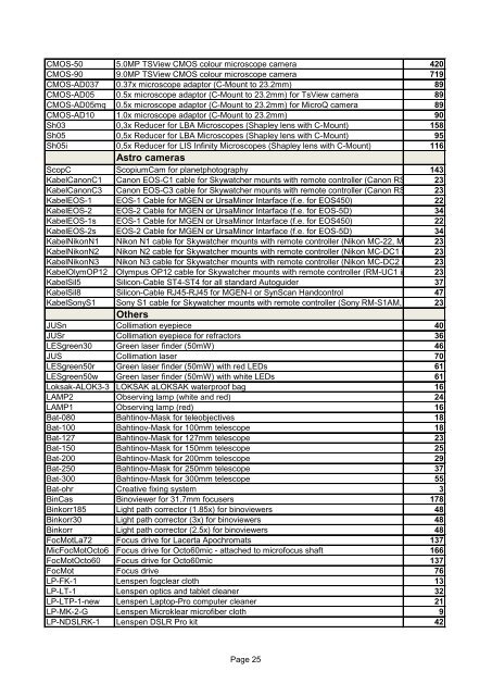 2013 Sky Watcher PRICE LIST