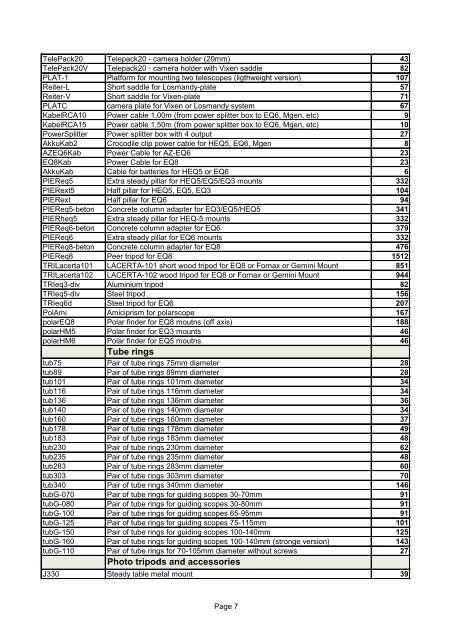 2013 Sky Watcher PRICE LIST