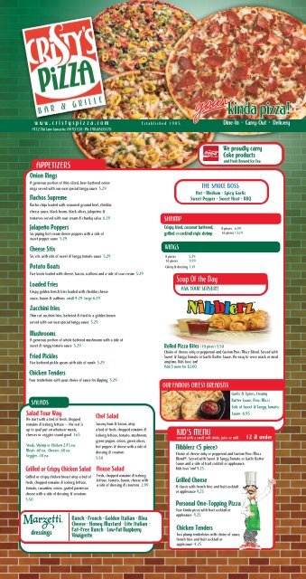 APPETIZERS Soup Of the Day KID'S MENU - Cristy's Pizza