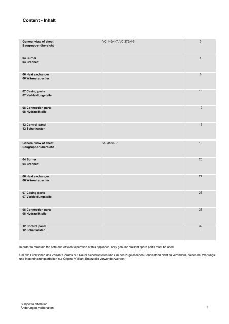 Spare parts catalogue Ersatzteilkatalog - Vaillant