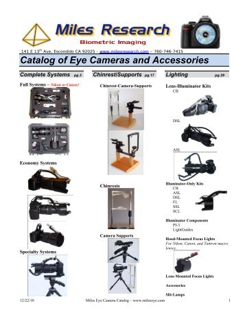 Catalog of Eye Cameras and Accessories - Miles Research