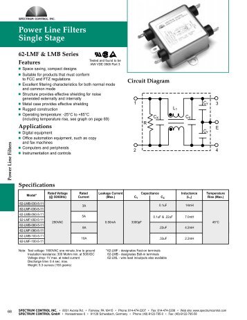 Power Line Filters Single Stage - Spectrum Control