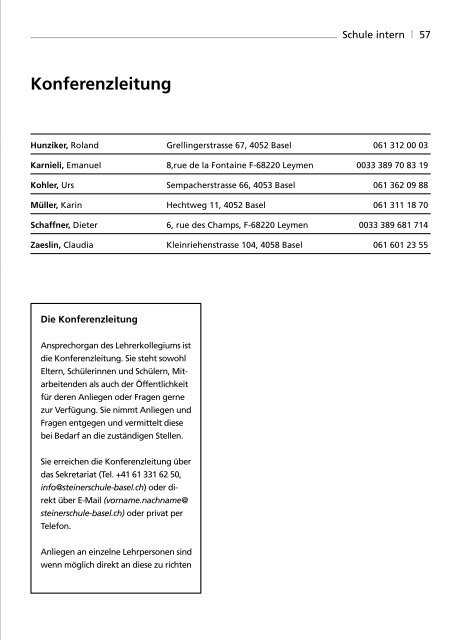 angebote – wünsche – kontakte - Rudolf Steiner Schule Basel