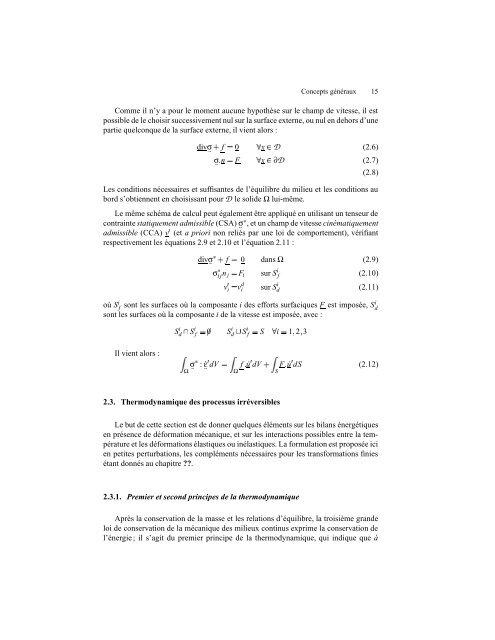 MastÃ¨re COMADIS Lois de comportement non linÃ©aires des matÃ©riaux