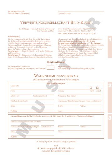 neu Muster Wahrnehmungsvertrag BG I-II.pdf ... - VG Bild-Kunst