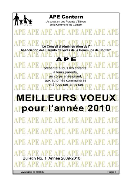 MEILLEURS VOEUX pour l'annÃ©e 2010 - APE Contern