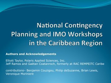 National Contingency Planning and IMO Workshops in ... - Interspill