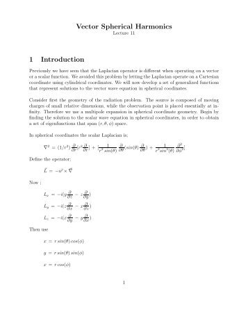 Vector Spherical Harmonics 1 Introduction