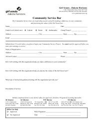 Community Service Bar Time Log - Girl Scouts