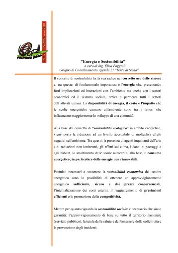 "Energia e Sostenibilità" - Agenda 21