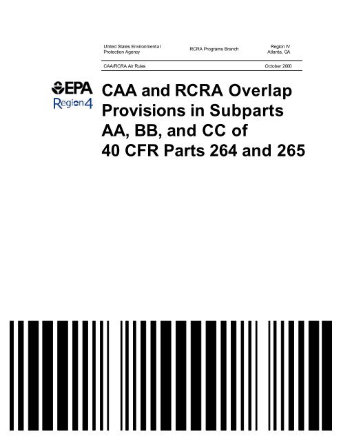 CAA and RCRA Overlap Provisions in Subparts AA, BB, and CC of ...