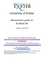 EndNote X6 Researchers Guide - University of Exeter